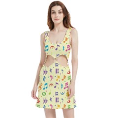 Seamless Pattern Musical Note Doodle Symbol Velour Cutout Dress by Apen