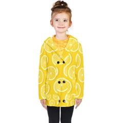 Lemon Fruits Slice Seamless Pattern Kids  Double Breasted Button Coat by Apen