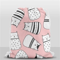 Cute Cats Cartoon Seamless-pattern Drawstring Bag (small) by Apen
