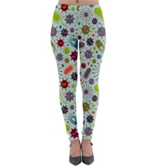 Seamless Pattern With Viruses Lightweight Velour Leggings by Apen
