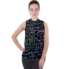 Math Linear Mathematics Education Circle Background Mock Neck Chiffon Sleeveless Top by Apen