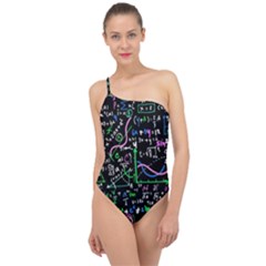Math Linear Mathematics Education Circle Background Classic One Shoulder Swimsuit by Apen