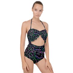 Math Linear Mathematics Education Circle Background Scallop Top Cut Out Swimsuit by Apen