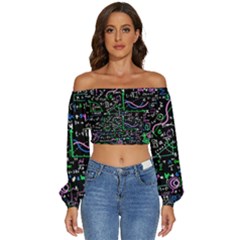 Math Linear Mathematics Education Circle Background Long Sleeve Crinkled Weave Crop Top by Apen
