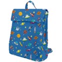Space Rocket Solar System Pattern Flap Top Backpack View1