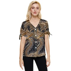 Fantasy Dragon Pentagram Bow Sleeve Button Up Top by Maspions