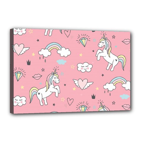 Cute Unicorn Seamless Pattern Canvas 18  X 12  (stretched) by Apen