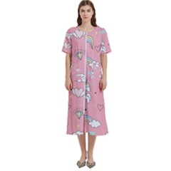 Cute Unicorn Seamless Pattern Women s Cotton Short Sleeve Nightgown by Apen
