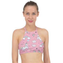 Cute Unicorn Seamless Pattern Halter Bikini Top by Apen