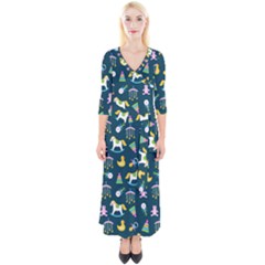 Cute Babies Toys Seamless Pattern Quarter Sleeve Wrap Maxi Dress by Apen