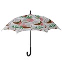 Seamless Pattern Coconut Piece Palm Leaves With Pink Hibiscus Hook Handle Umbrellas (Small) View3