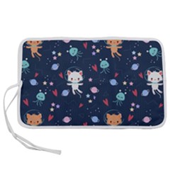 Cute Astronaut Cat With Star Galaxy Elements Seamless Pattern Pen Storage Case (l) by Apen