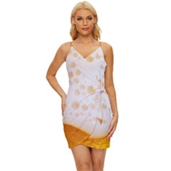 Beer Foam Texture Macro Liquid Bubble Wrap Tie Front Dress by Cemarart