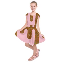 Ice Cream Dessert Food Cake Chocolate Sprinkles Sweet Colorful Drip Sauce Cute Kids  Short Sleeve Dress by Maspions