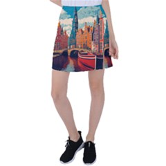 London England Bridge Europe Buildings Architecture Vintage Retro Town City Tennis Skirt by Maspions