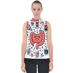Health Gut Health Intestines Colon Body Liver Human Lung Junk Food Pizza Mock Neck Shell Top by Maspions