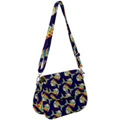 Fish Abstract Animal Art Nature Texture Water Pattern Marine Life Underwater Aquarium Aquatic Saddle Handbag by Bedest