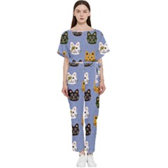 Cat Cat Background Animals Little Cat Pets Kittens Batwing Lightweight Chiffon Jumpsuit by Maspions