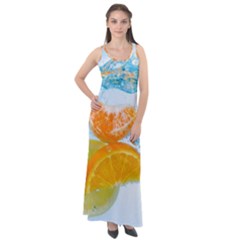 Fruits, Fruit, Lemon, Lime, Mandarin, Water, Orange Sleeveless Velour Maxi Dress by nateshop