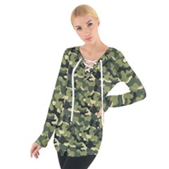 Camouflage Pattern Tie Up T-shirt by goljakoff