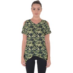 Camouflage Pattern Cut Out Side Drop T-shirt by goljakoff