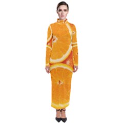 Oranges Textures, Close-up, Tropical Fruits, Citrus Fruits, Fruits Turtleneck Maxi Dress by nateshop