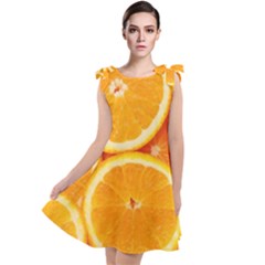 Oranges Textures, Close-up, Tropical Fruits, Citrus Fruits, Fruits Tie Up Tunic Dress by nateshop