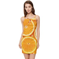 Oranges Textures, Close-up, Tropical Fruits, Citrus Fruits, Fruits Summer Tie Front Dress by nateshop