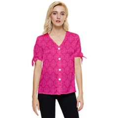 Pink Pattern, Abstract, Background, Bright, Desenho Bow Sleeve Button Up Top by nateshop
