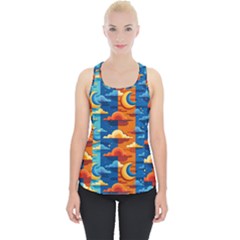 Clouds Stars Sky Moon Day And Night Background Wallpaper Piece Up Tank Top by Maspions