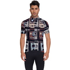 Retro Cameras Old Vintage Antique Technology Wallpaper Retrospective Men s Short Sleeve Cycling Jersey by Grandong