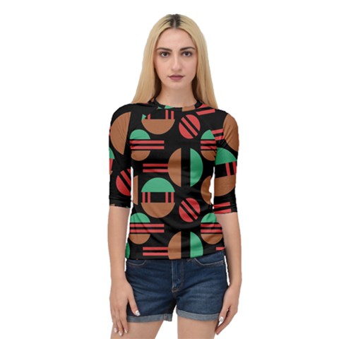 Abstract Geometric Pattern Quarter Sleeve Raglan T-shirt by Maspions