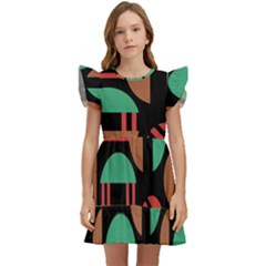 Abstract Geometric Pattern Kids  Winged Sleeve Dress by Maspions
