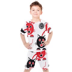Cat Little Ball Animal Kids  T-shirt And Shorts Set by Maspions