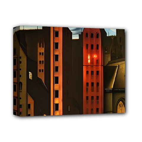 Sci-fi Futuristic Science Fiction City Neon Scene Artistic Technology Machine Fantasy Gothic Town Bu Deluxe Canvas 14  X 11  (stretched) by Posterlux