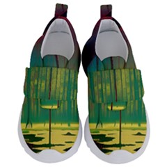 Nature Swamp Water Sunset Spooky Night Reflections Bayou Lake Kids  Velcro No Lace Shoes by Posterlux
