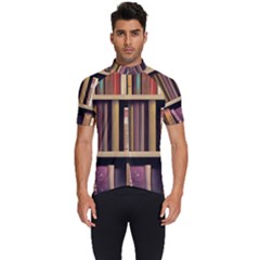 Books Bookshelves Office Fantasy Background Artwork Book Cover Apothecary Book Nook Literature Libra Men s Short Sleeve Cycling Jersey by Posterlux