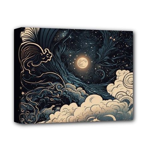 Starry Sky Moon Space Cosmic Galaxy Nature Art Clouds Art Nouveau Abstract Deluxe Canvas 14  X 11  (stretched) by Posterlux