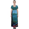 Boat Canoe Swamp Bayou Roots Moss Log Nature Scene Landscape Water Lake Setting Abandoned Rowboat Fi High Waist Short Sleeve Maxi Dress View1