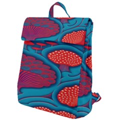 Vintage Ornate Mushroom Leafage Wallpaper Flap Top Backpack by Apen