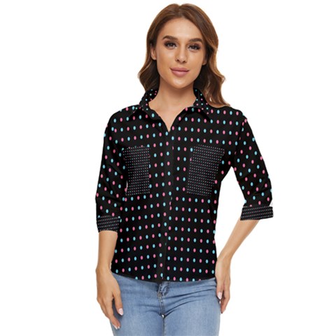 Pattern Dots Dot Seamless Women s Quarter Sleeve Pocket Shirt by Maspions