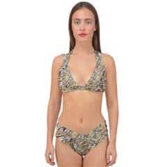 Marble Texture Pattern Seamless Double Strap Halter Bikini Set by Maspions