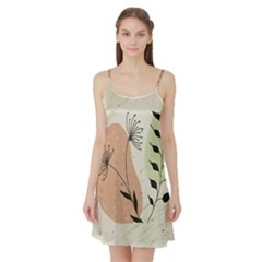 Flora Floral Flower Nature Plant Doodle Satin Night Slip by Maspions
