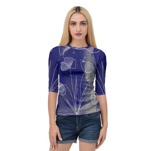Flower Nature Abstract Art Quarter Sleeve Raglan T-shirt by Maspions