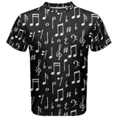 Chalk Music Notes Signs Seamless Pattern Men s Cotton T-shirt by Ravend
