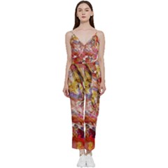Abstract Wings V-neck Camisole Jumpsuit by kaleidomarblingart