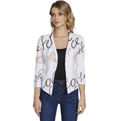 Seamless Pattern Coffee Text Women s Casual 3/4 Sleeve Spring Jacket by Maspions