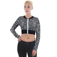 Monochrome Mirage Long Sleeve Cropped Velvet Jacket by dflcprintsclothing