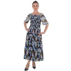 Blue Flowers Blue Flowers 2 Shoulder Straps Boho Maxi Dress  by DinkovaArt