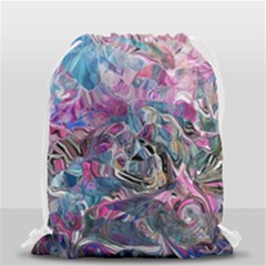 Pink Swirls Flow Drawstring Bag (small) by kaleidomarblingart